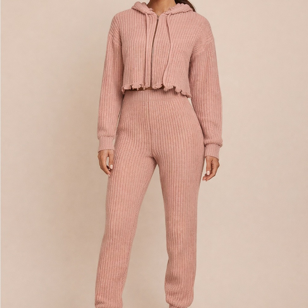 Hot & Delicious Pink Knit Sweater Set